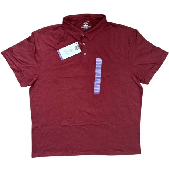 Classic Burgundy Polo Shirt with Textured Fabric and Short Sleeves Members Mark - Picture 1 of 7